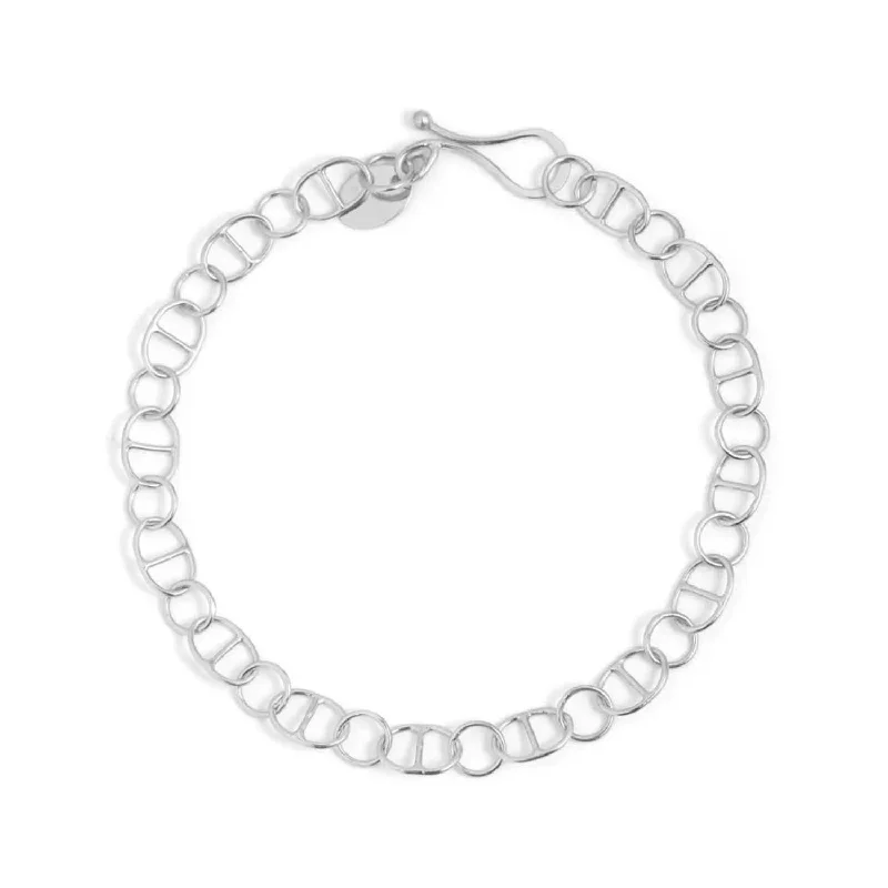 Oval cross bar chain bracelet Silver