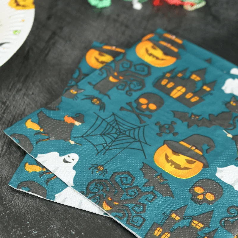 Pack of 20 Haunted House Pumpkin Ghost Halloween Table Napkins