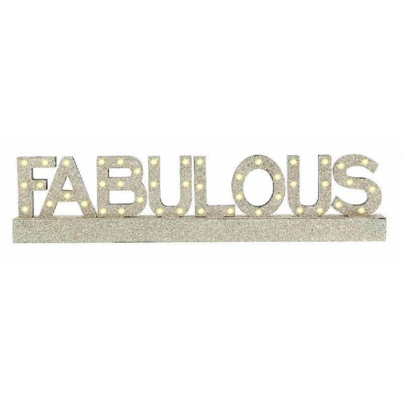 Platinum Fabulous Wooden Light Up Sign Decoration 48cm