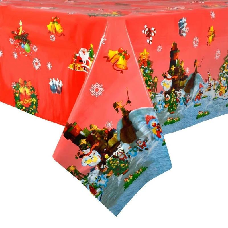 Red Christmas Trees Large Tablecloth Wipe Clean PVC Vinyl Table Cover