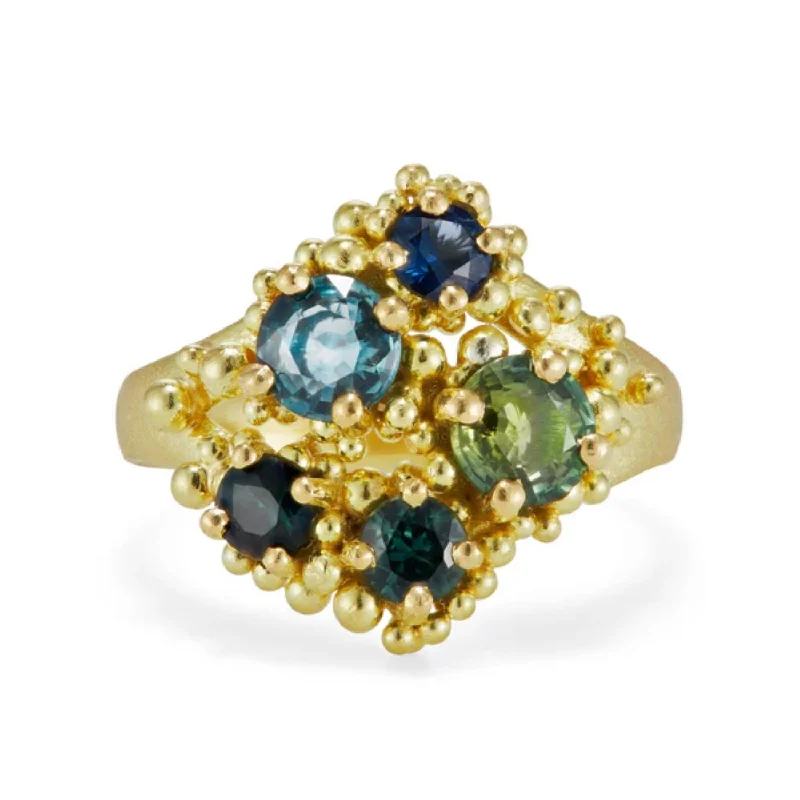 REEF Gold Ring with Blue and Green Sapphires