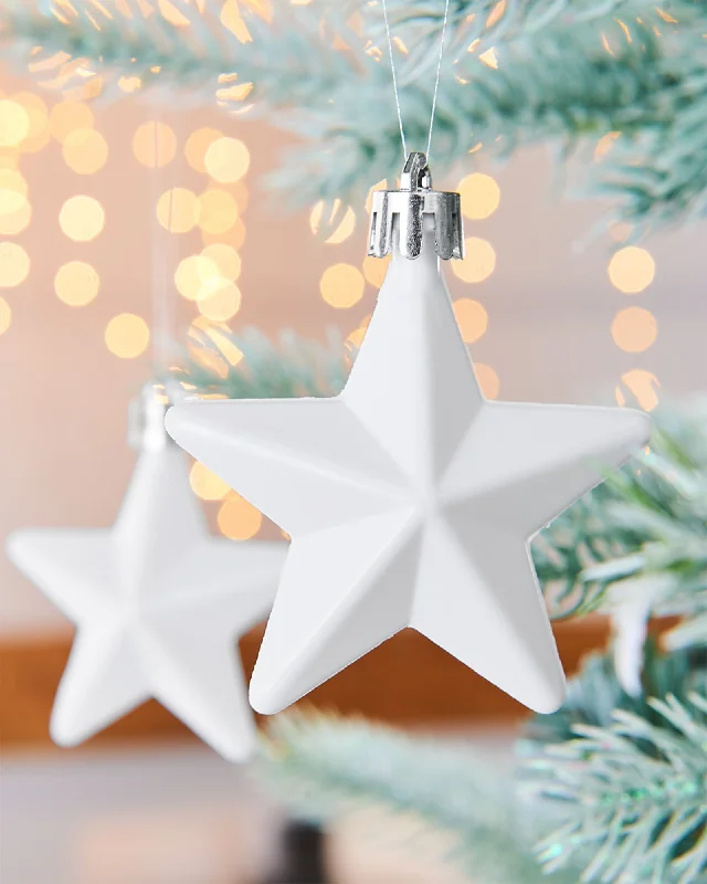 6 Pack of Hanging Stars, White, 7.5 cm