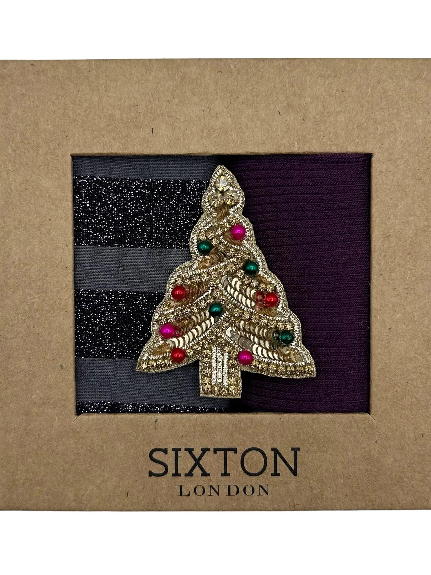 Sixton London Purple Barcelona & Berlin Sock Duo with Tree Pin