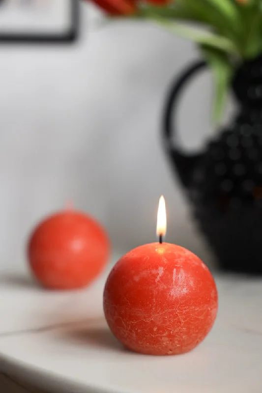 Unique Ball Candle In Rust Orange