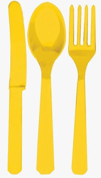 Yellow Reusable Cutlery - Pack of 18